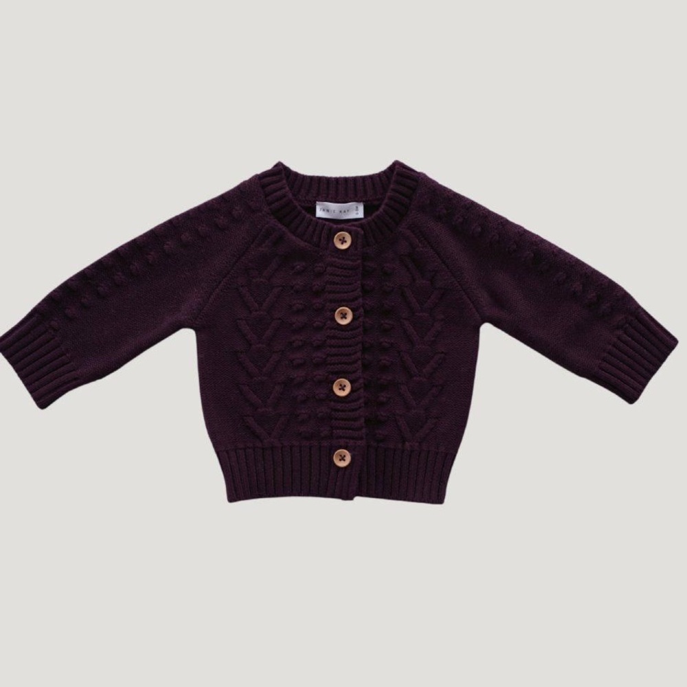 Jamie Kay cable cardigan- mulberry 2 YR